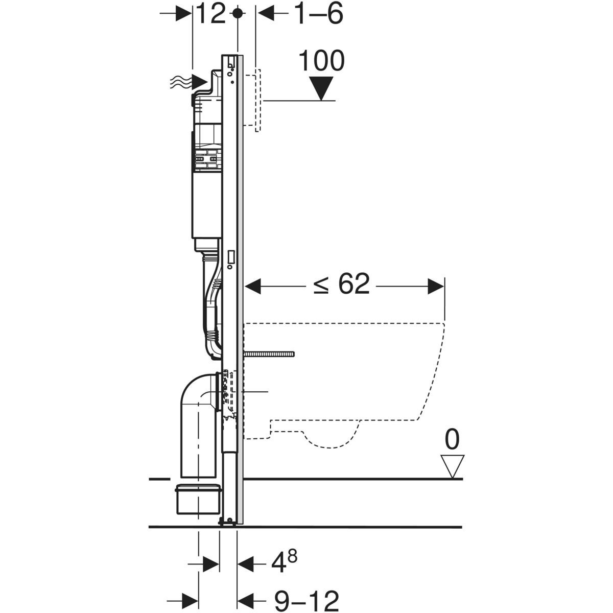Bastidor para inodoro suspendido Geberit DuofixBasic 112 cm con cisterna Delta 12 cm 6/3 l