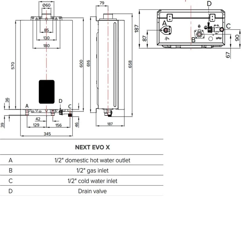 Calentador de gas estanco Ariston Next Evo X 16 l/min 27,4 kW gas natural