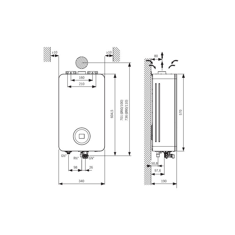Calentador de gas estanco Bosch Therm 6600 S 12 l/min 20,2 kW butano/propano