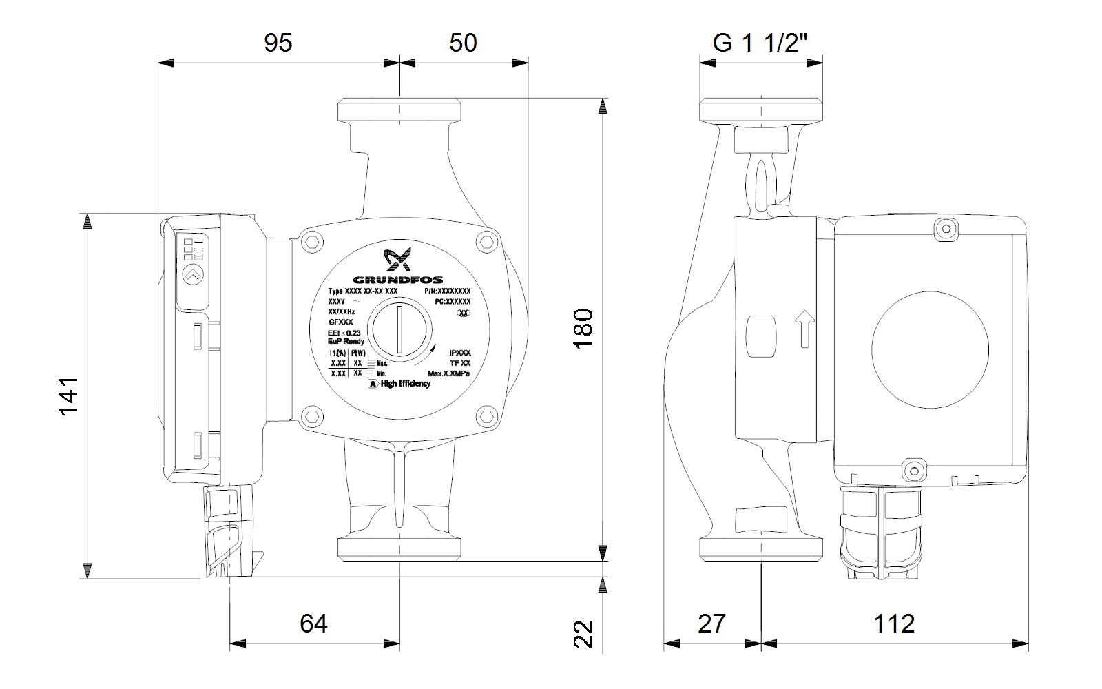 Circulador de calefacción Grundfos UPS2 25-80 180 98707848