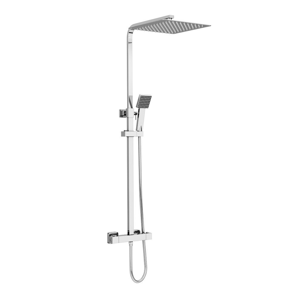 Columna de ducha termostática Milan Modern Square rociador 300 × 300 mm y teleducha