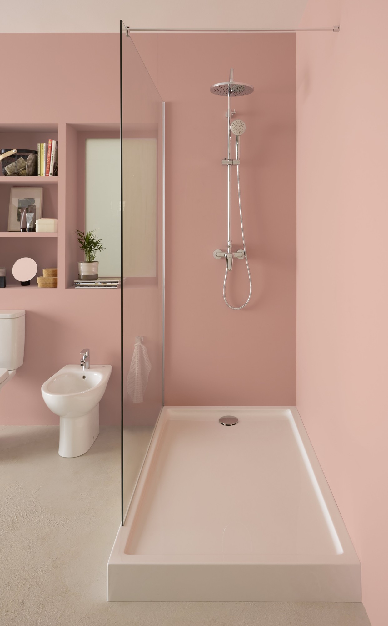 Columna de ducha termostática Roca Victoria T-Plus rociador Ø245 mm cromado