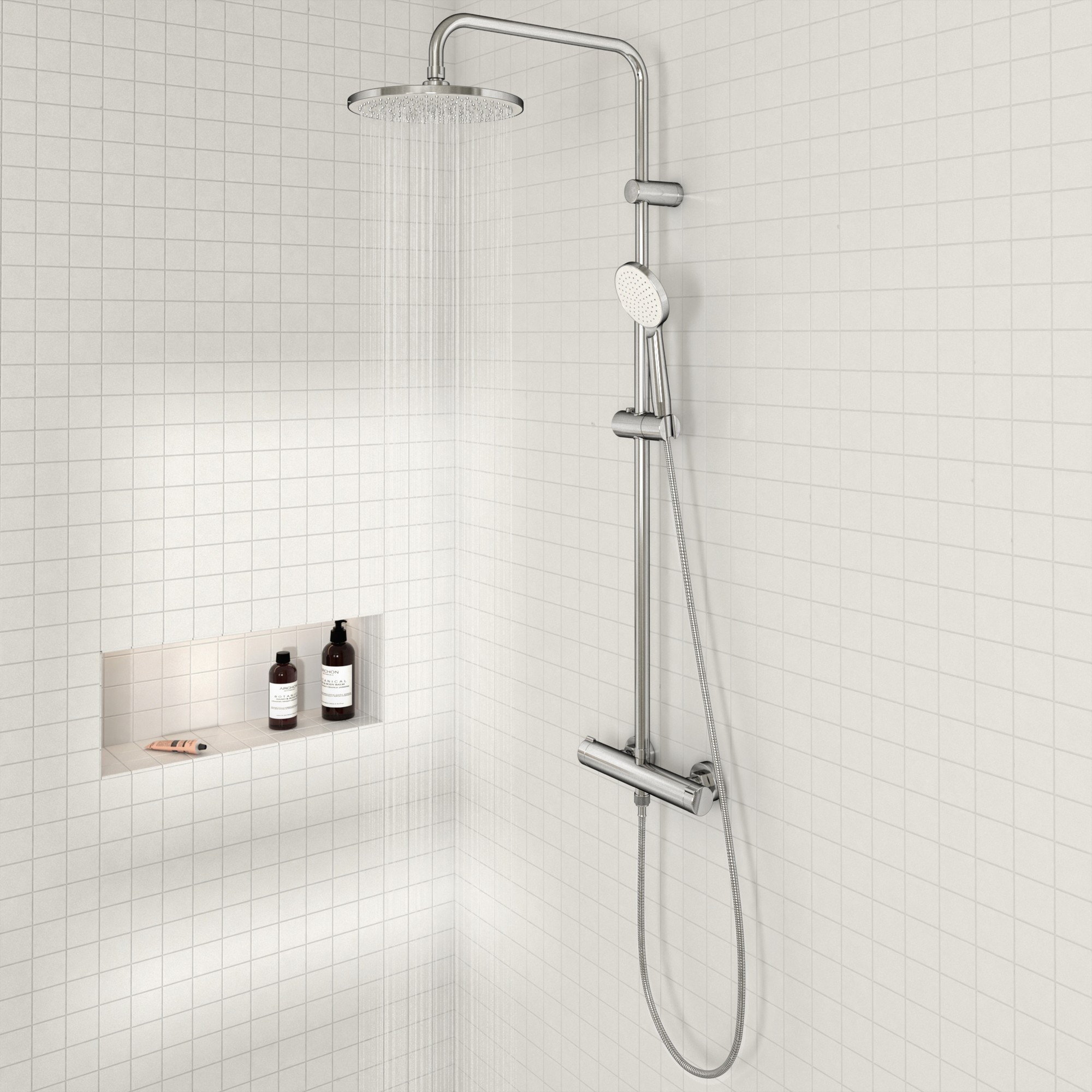 Columna de ducha termostática SENSEA Essential rociador redondo Ø230 mm cromado