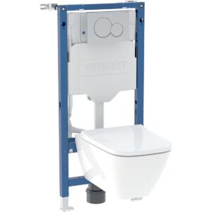 Conjunto de bastidor e inodoro suspendido Geberit Duofix Sigma Smyle Square Rimfree 4 en 1