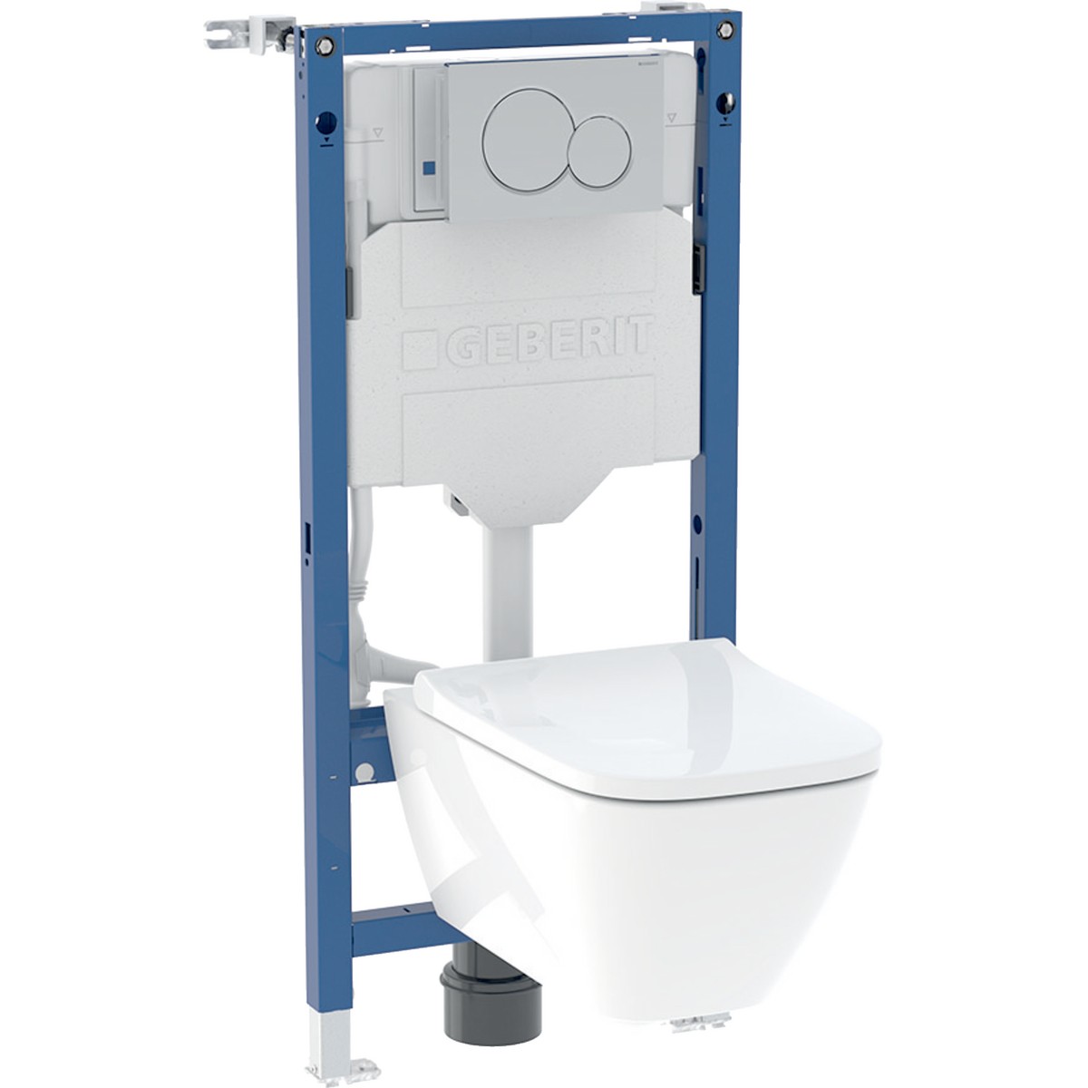 Conjunto de bastidor e inodoro suspendido Geberit Duofix Sigma Smyle Square Rimfree 4 en 1