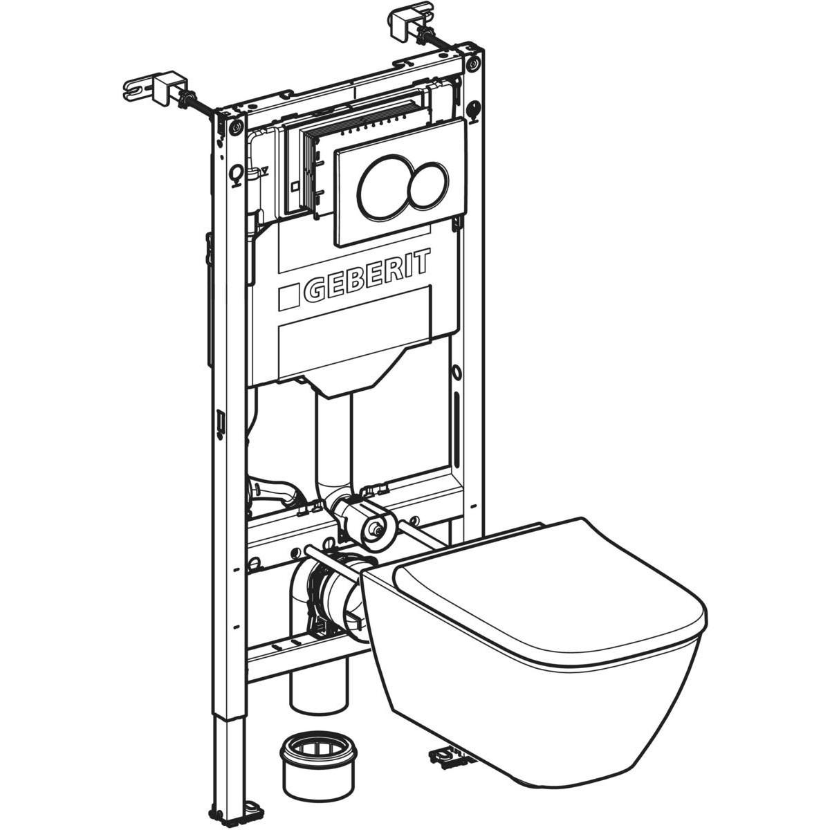 Conjunto de bastidor e inodoro suspendido Geberit Duofix Sigma Smyle Square Rimfree 4 en 1