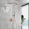 Conjunto de ducha empotrado monomando IMEX Monza rociador Ø250 mm oro rosa cepillado