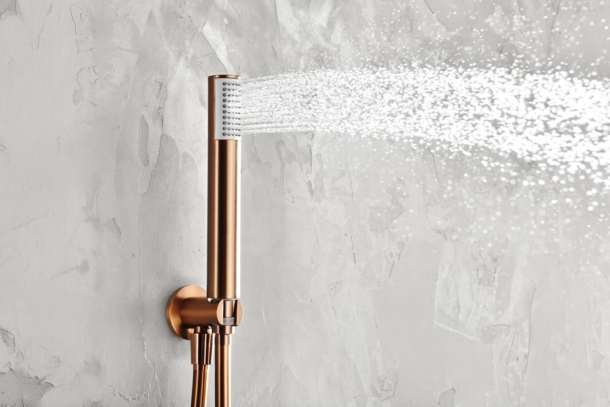 Conjunto de ducha empotrado monomando IMEX Monza rociador Ø250 mm oro rosa cepillado