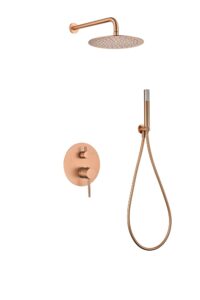 Conjunto de ducha empotrado monomando IMEX Monza rociador Ø250 mm oro rosa cepillado