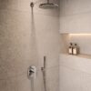Conjunto de ducha empotrado monomando Roca Nauta rociador redondo Ø250 mm 2 vías cromado