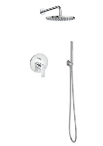 Conjunto de ducha empotrado monomando Roca Nauta rociador redondo Ø250 mm 2 vías cromado
