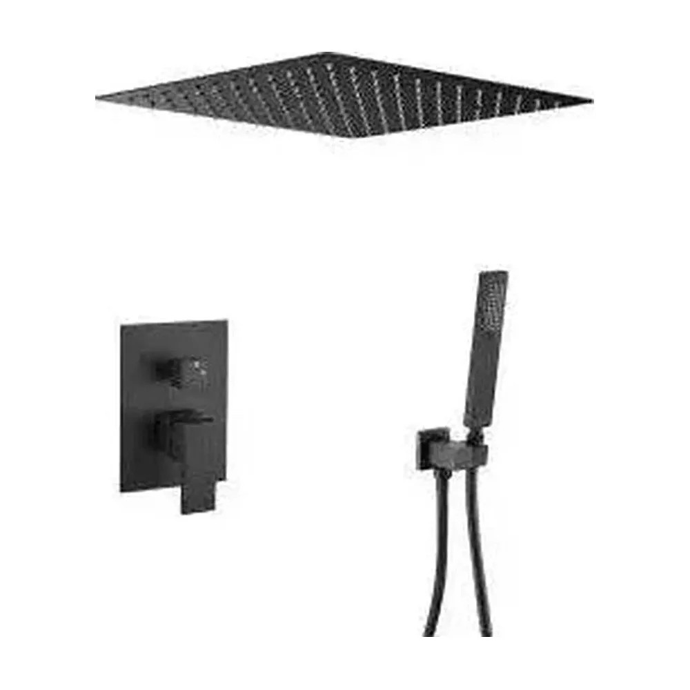 Conjunto de ducha empotrado monomando Valaz Tajo enrasado en techo rociador 300 mm