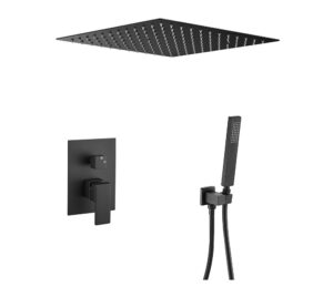 Conjunto de ducha empotrado monomando Valaz Tajo enrasado en techo rociador 300 mm