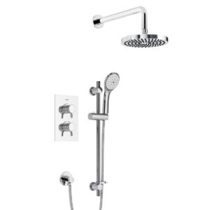 Conjunto de ducha empotrado termostático Bristan Prism rociador 200 mm con barra cromado
