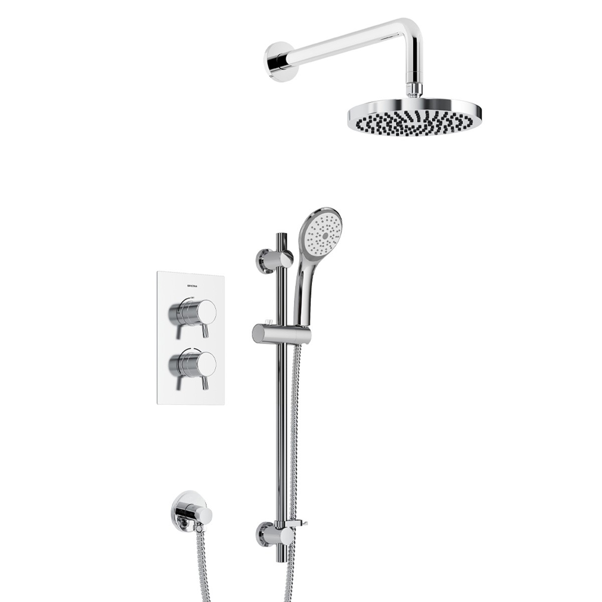 Conjunto de ducha empotrado termostático Bristan Prism rociador 200 mm con barra cromado