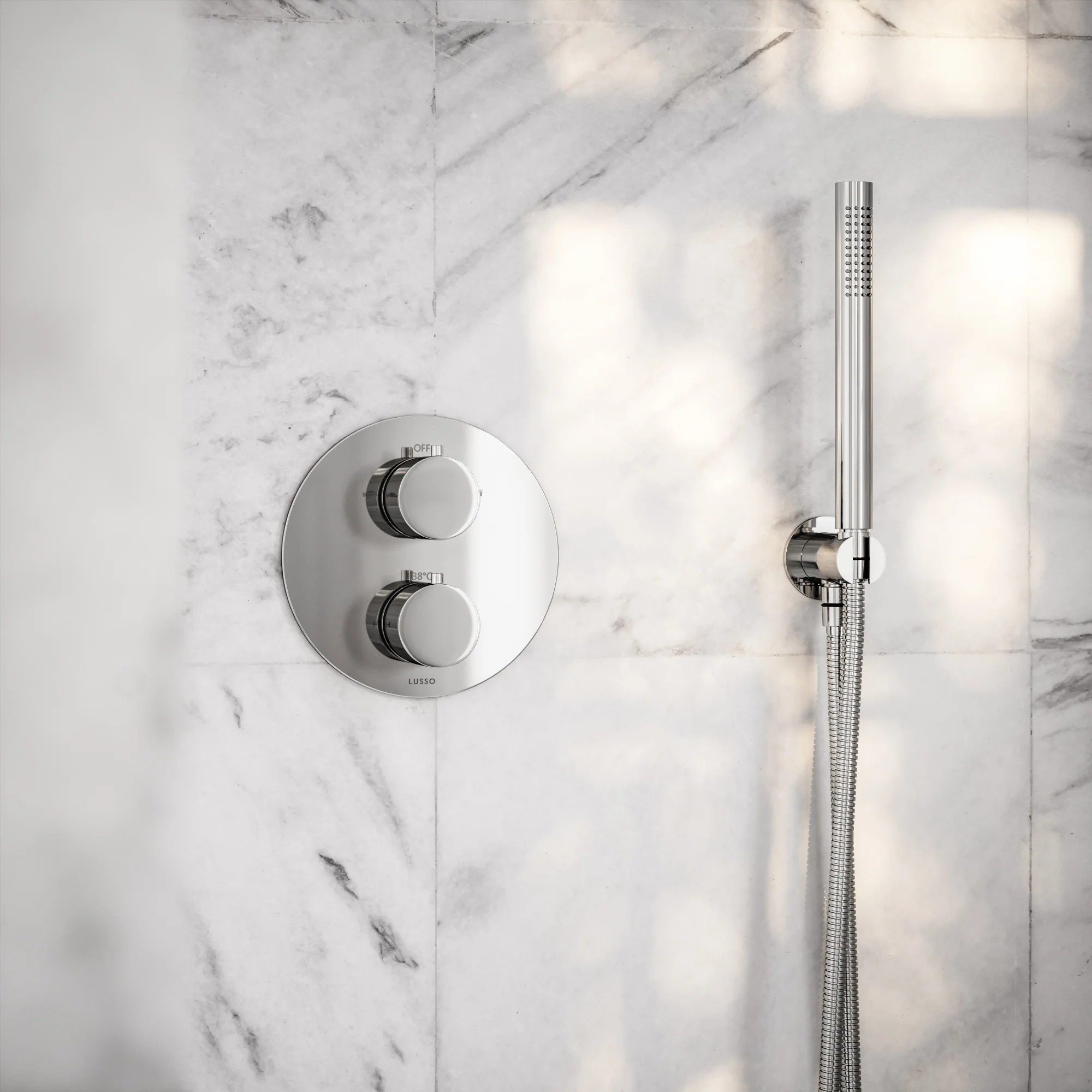 Conjunto de ducha empotrado termostático Lusso Stone Luxe rociador Ø200 mm cromado