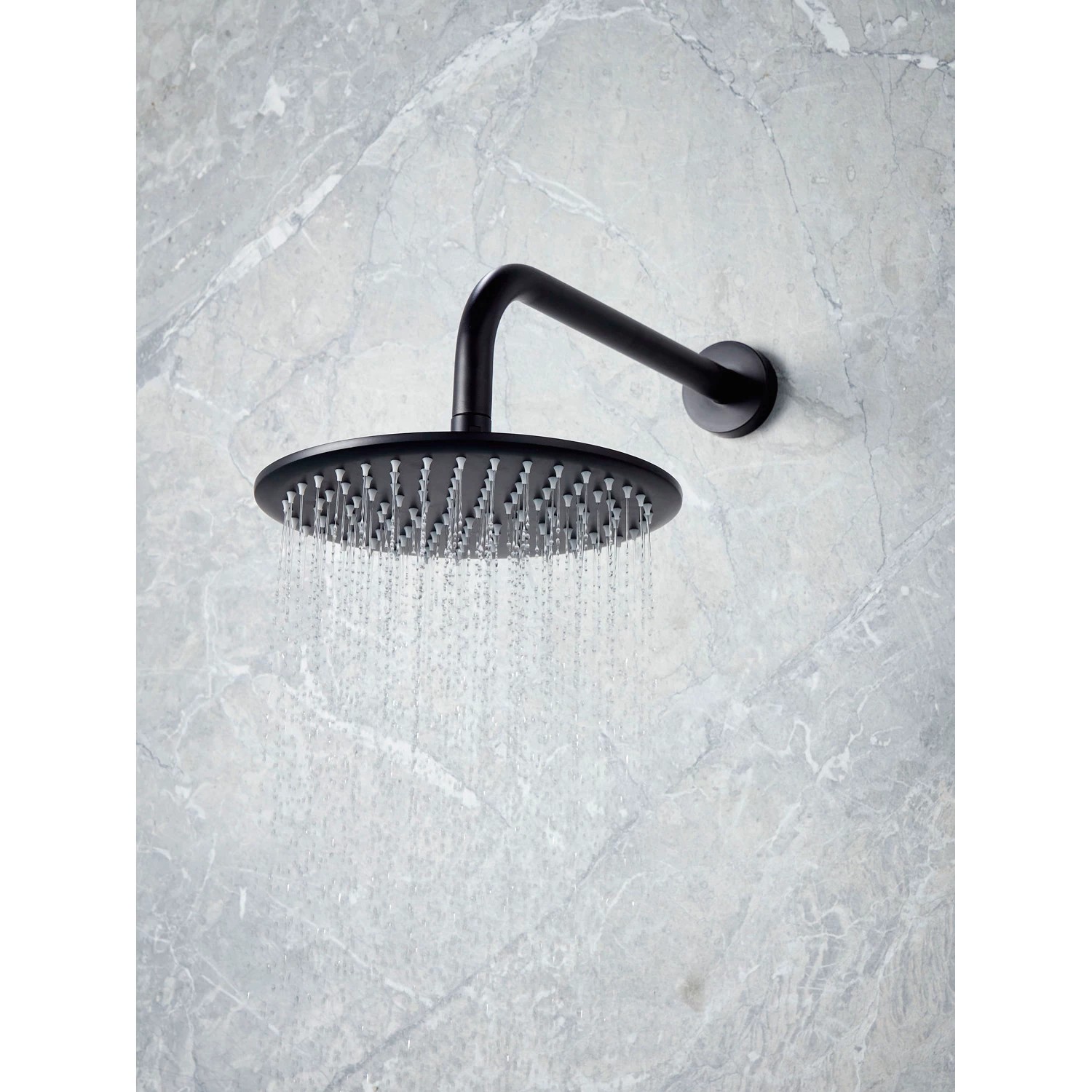 Conjunto de ducha empotrado termostático Scudo Core Round rociador 235 mm negro mate