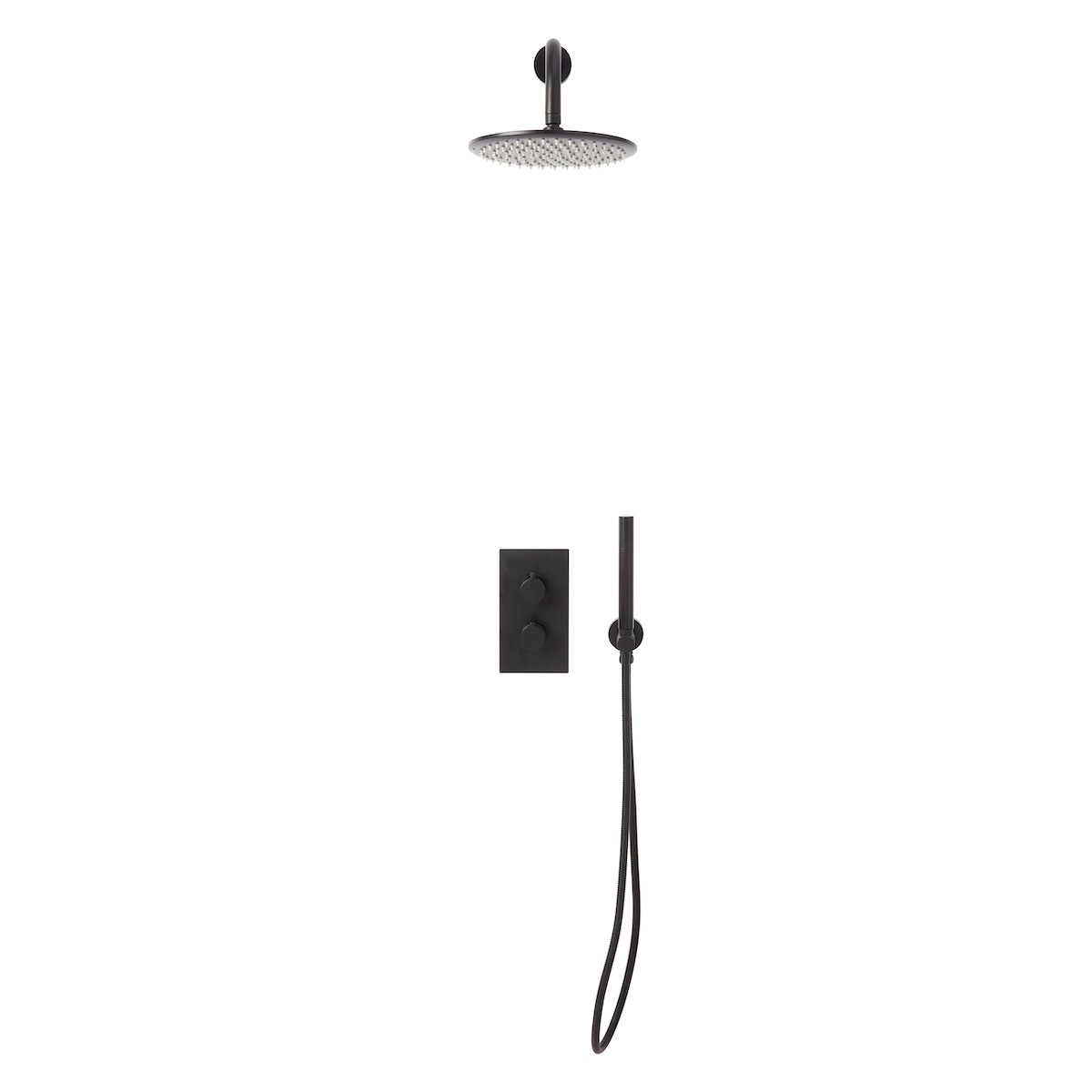 Conjunto de ducha empotrado termostático Scudo Core Round rociador 235 mm negro mate