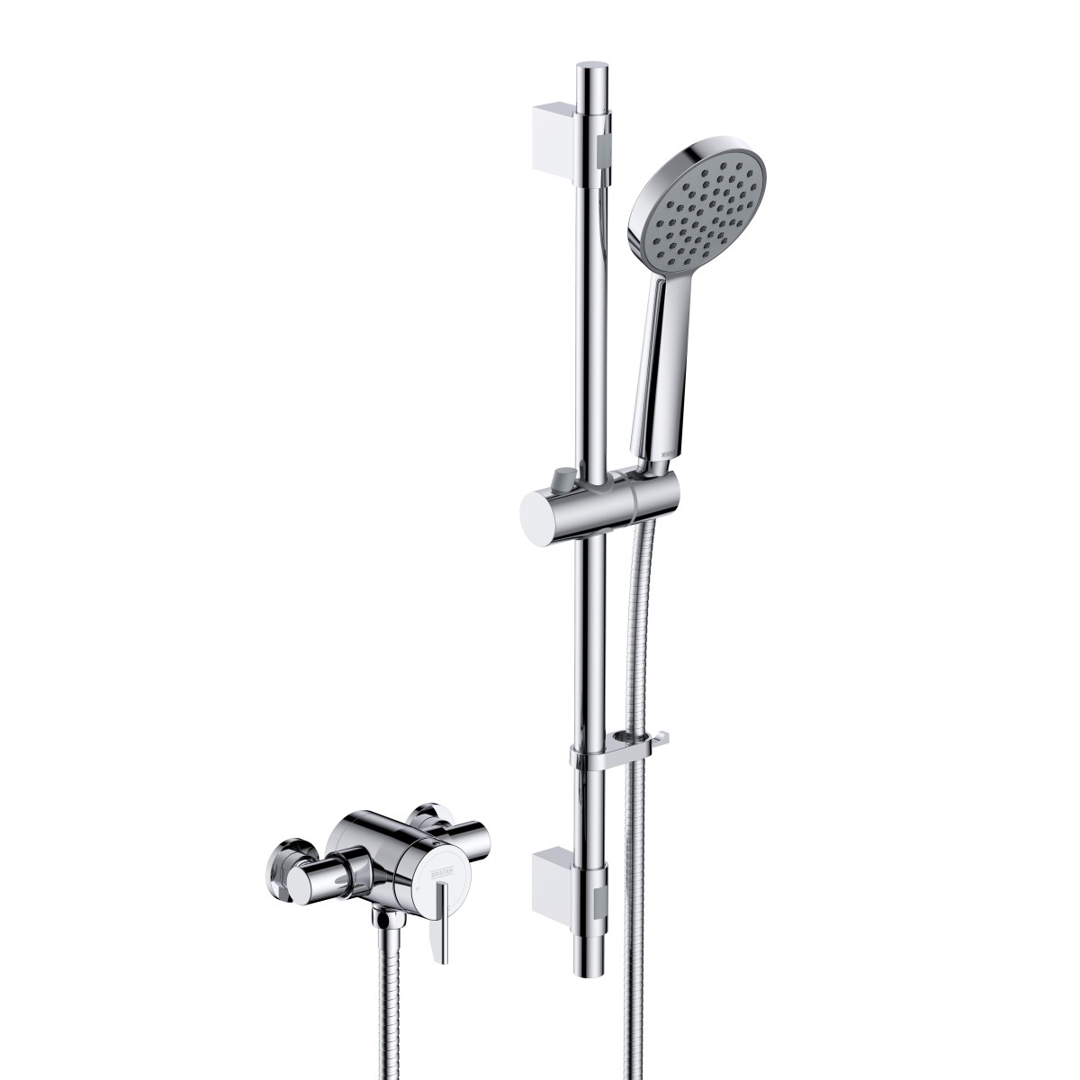 Conjunto de ducha visto con barra Bristan Sonique3 termostático barra regulable cromado