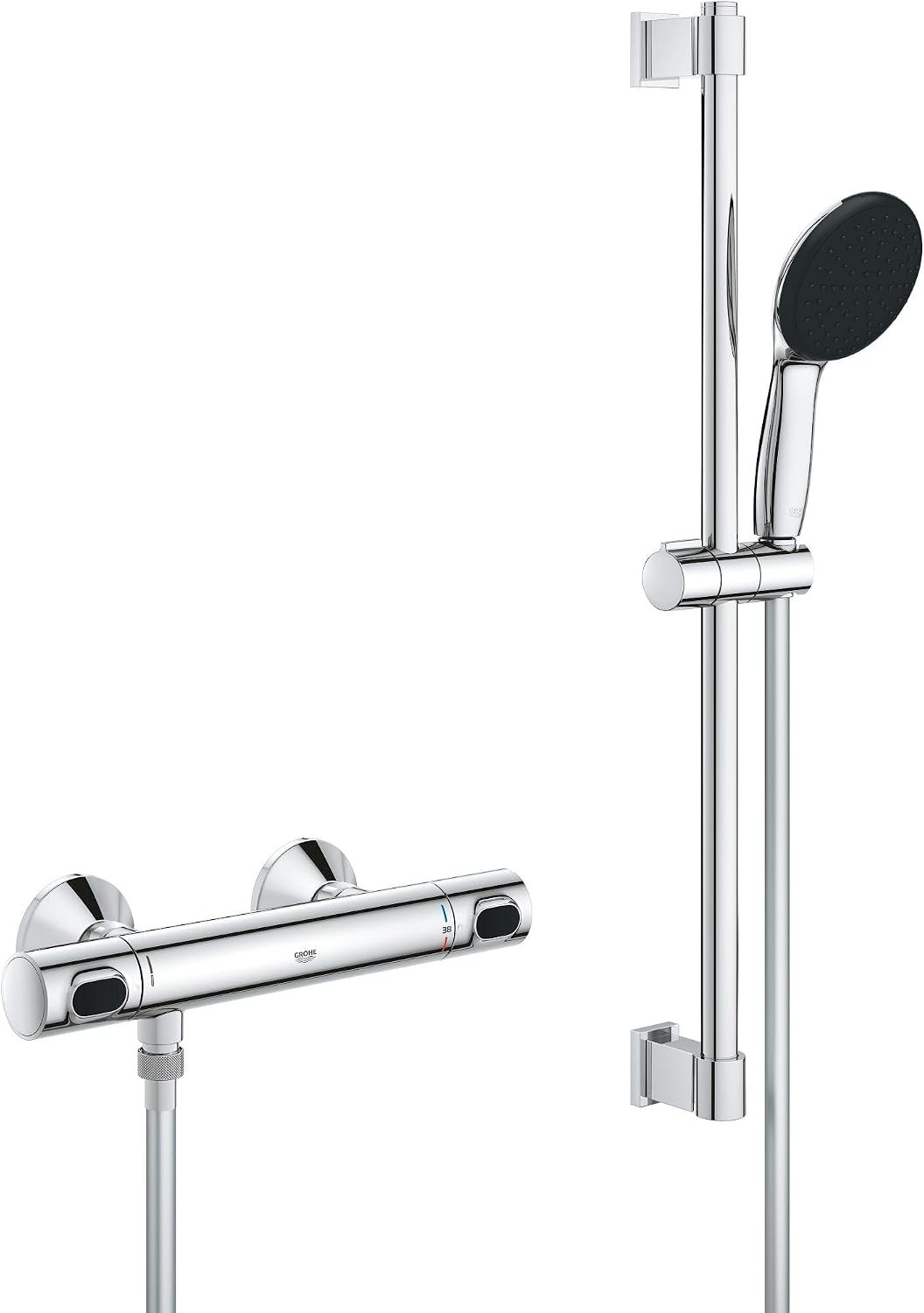 Conjunto de ducha visto con barra GROHE Precision Flow termostático barra 600 mm cromado