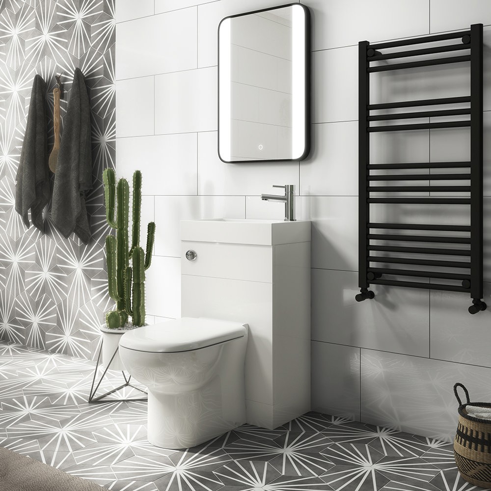 Conjunto lavabo e inodoro 2 en 1 Alaska adosado a pared 500 mm 6/4 l asiento amortiguado