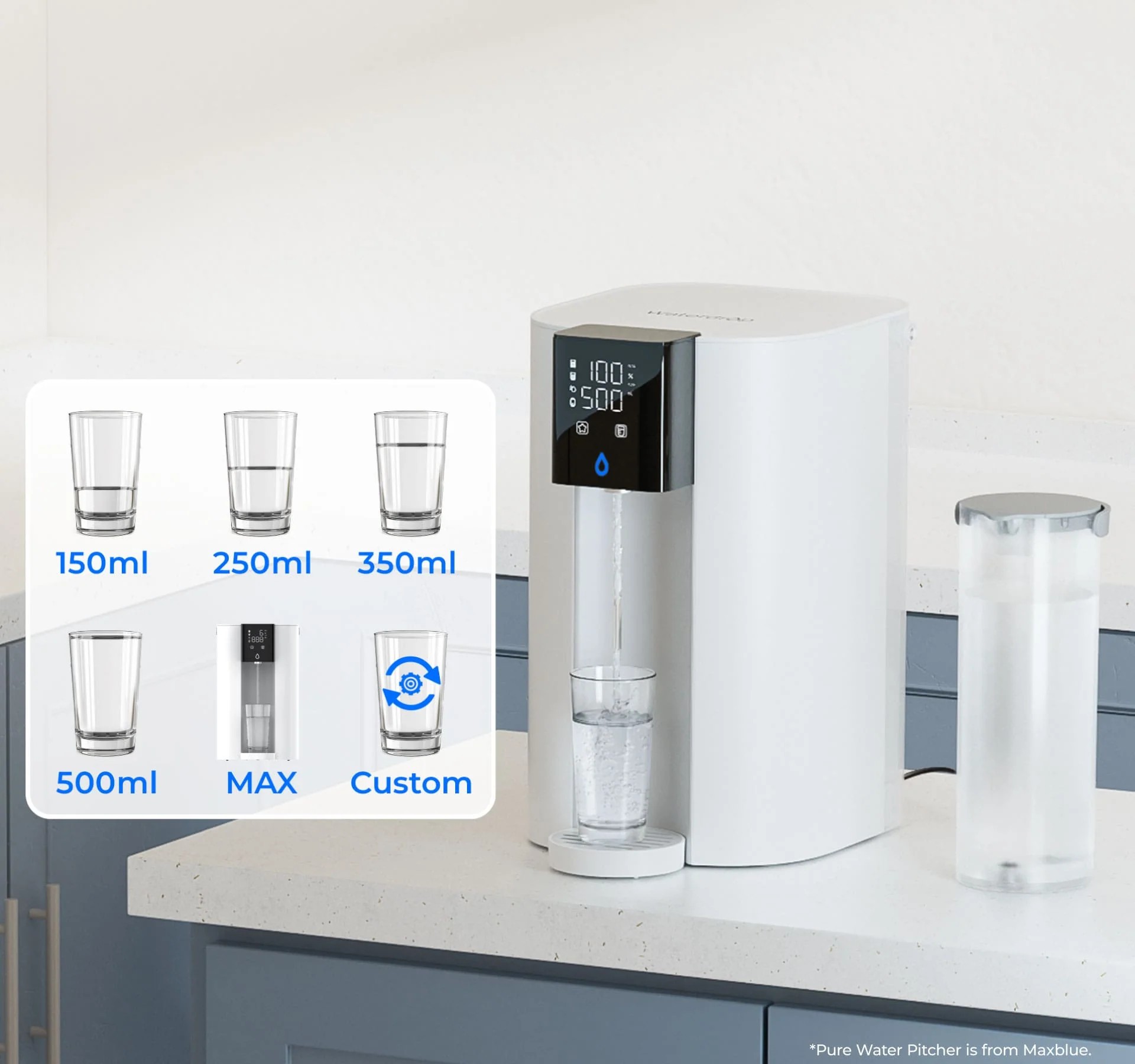 Dispensador de ósmosis inversa de sobremesa Waterdrop C1SL 75 GPD 7 etapas alcalino