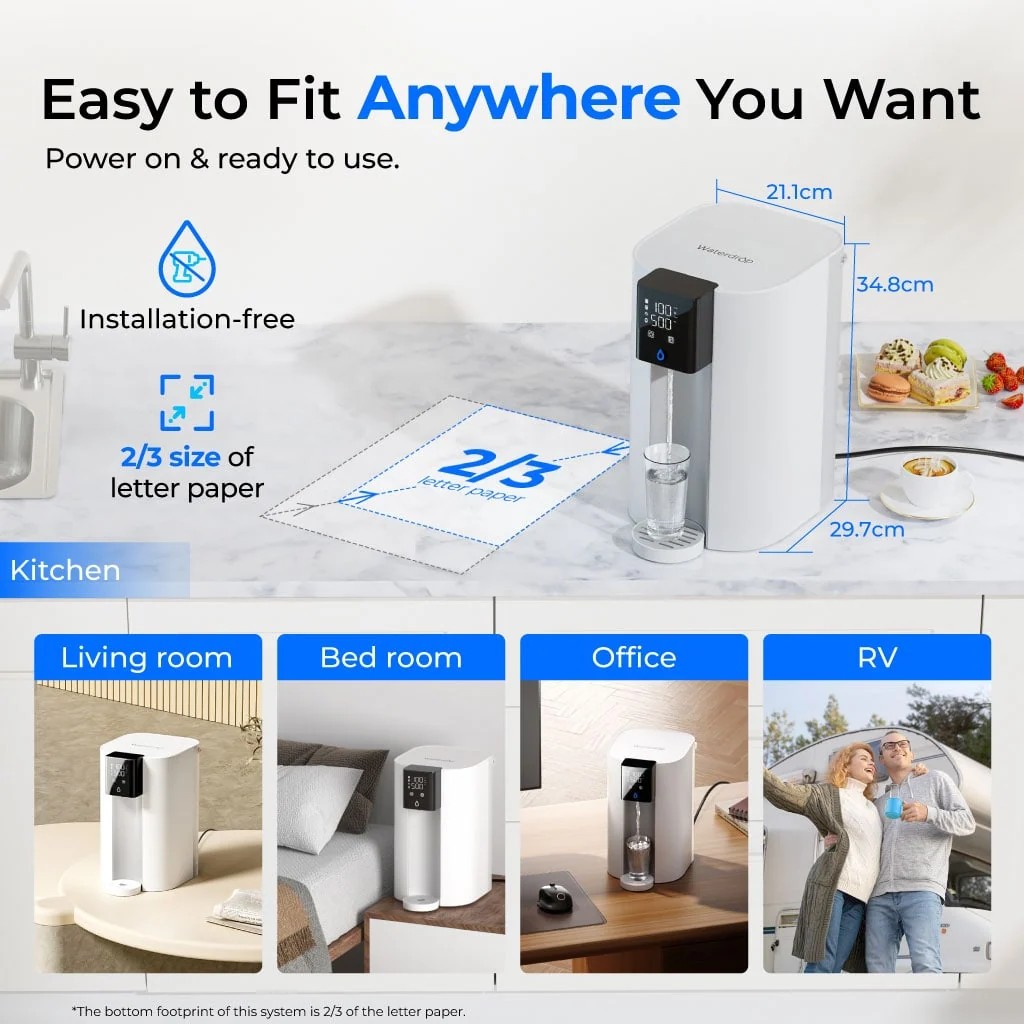 Dispensador de ósmosis inversa de sobremesa Waterdrop C1SL 75 GPD 7 etapas alcalino