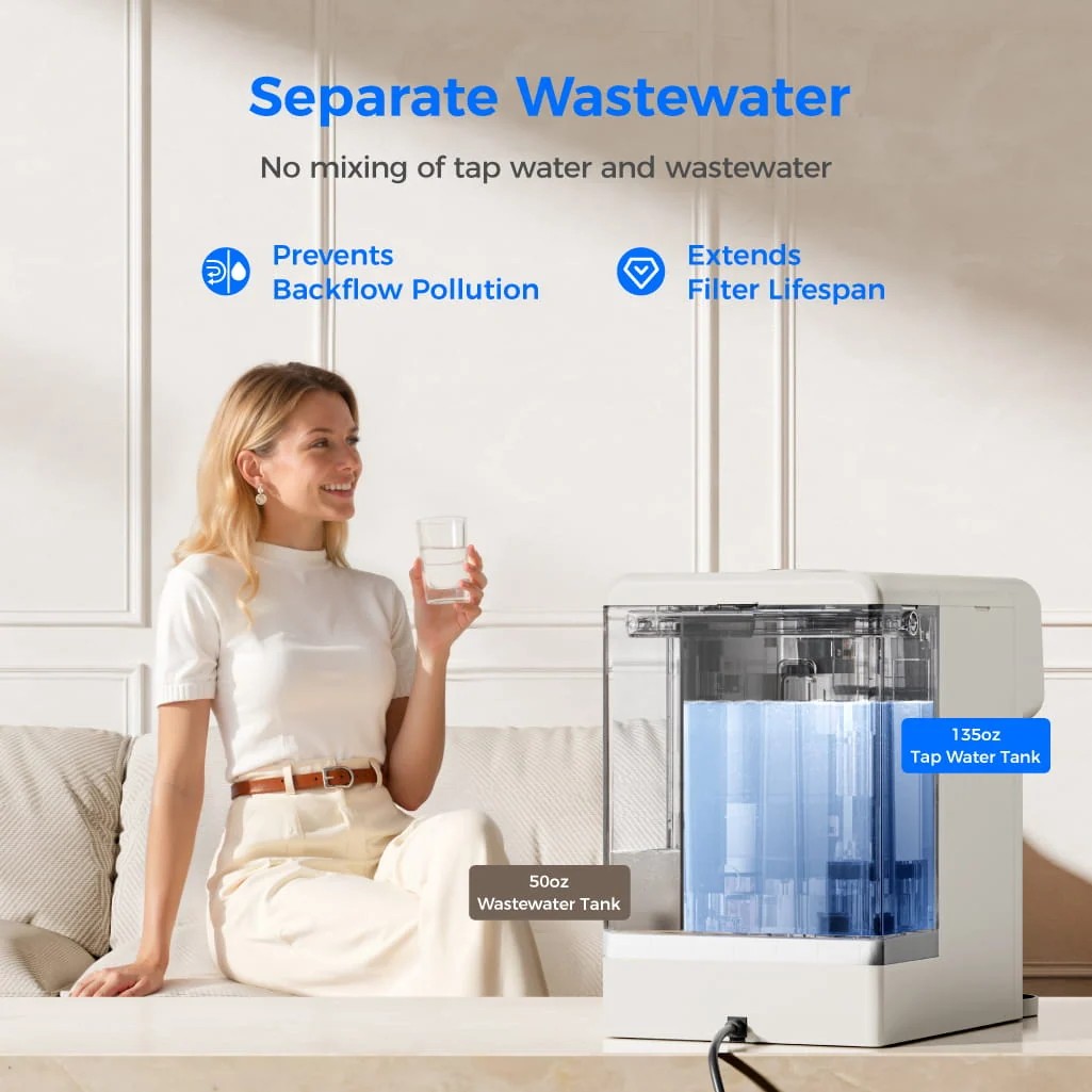 Dispensador de ósmosis inversa de sobremesa Waterdrop M6SL 75 GPD 8 etapas mineral