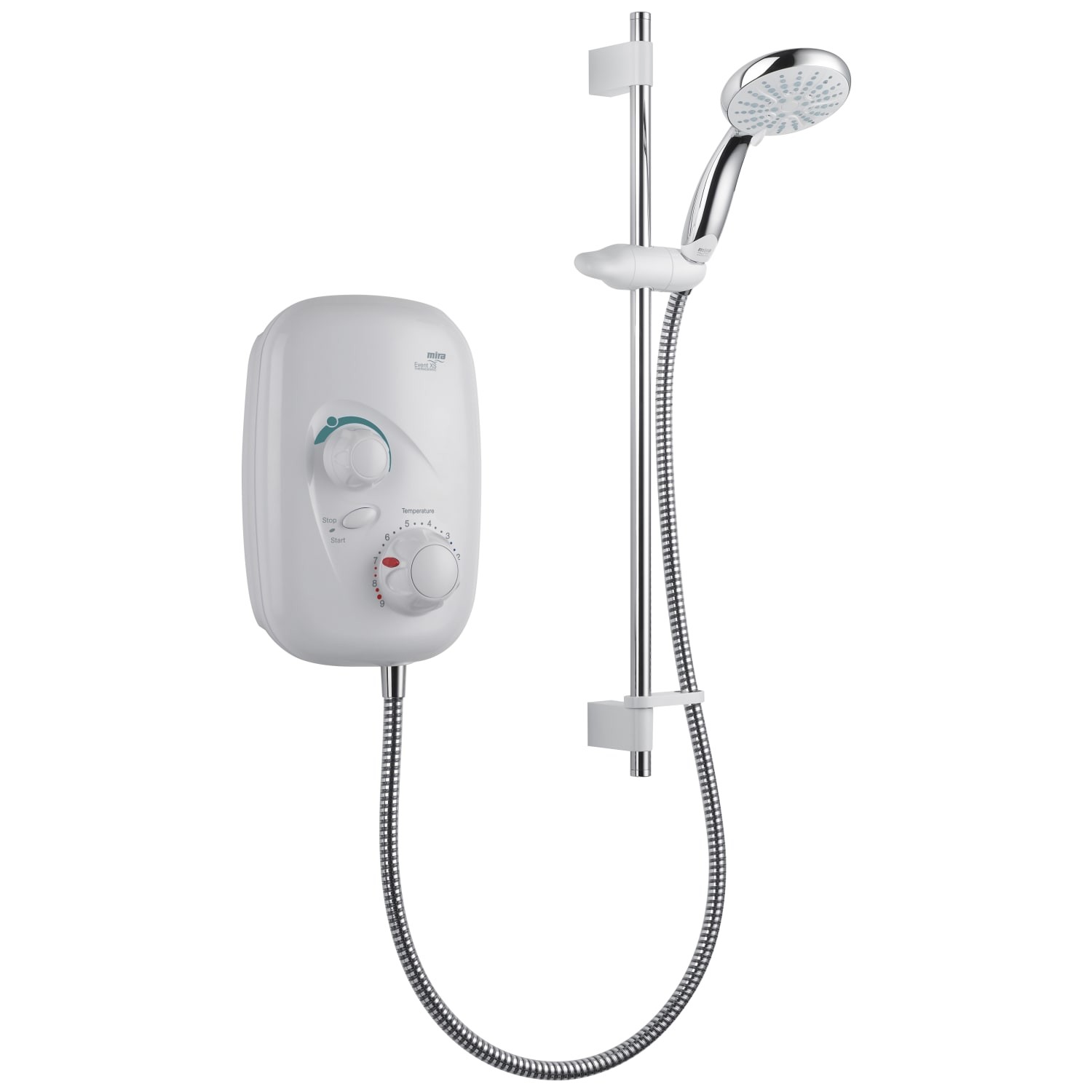 Ducha con bomba termostática Mira Event XS blanco/cromado