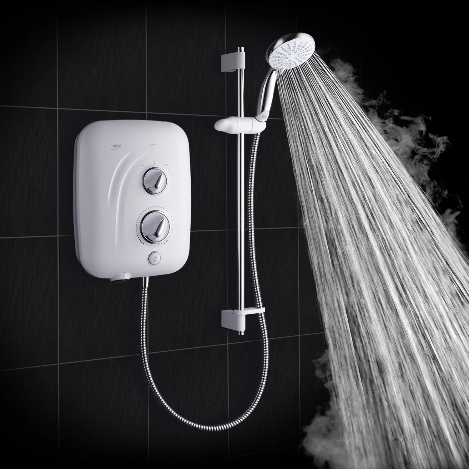 Ducha eléctrica con bomba Mira Elite SE 9,8 kW blanco/cromado
