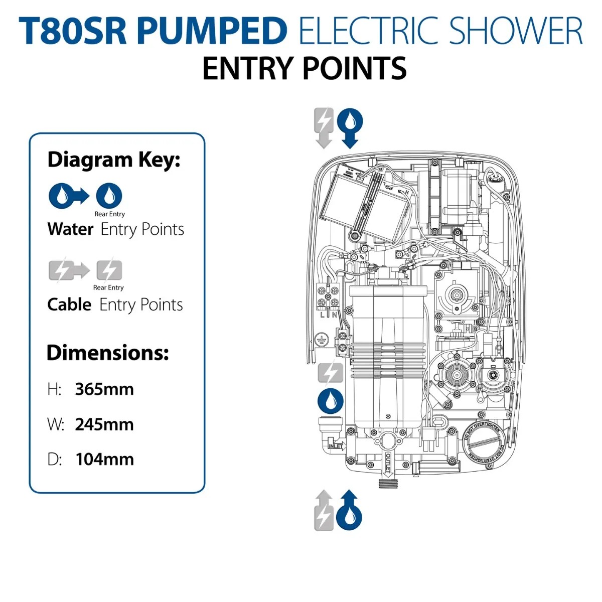 Ducha eléctrica con bomba Triton T80SR 8,5 kW blanco/cromado