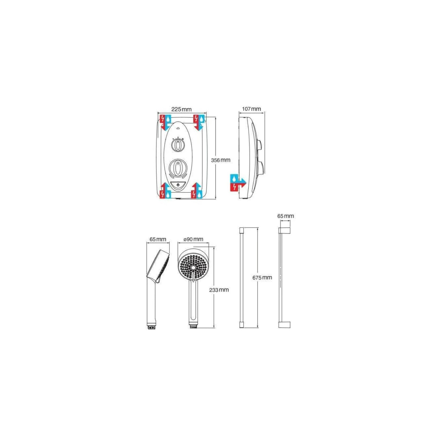 Ducha eléctrica Mira Jump Multi-Fit 8,5 kW blanco/cromado