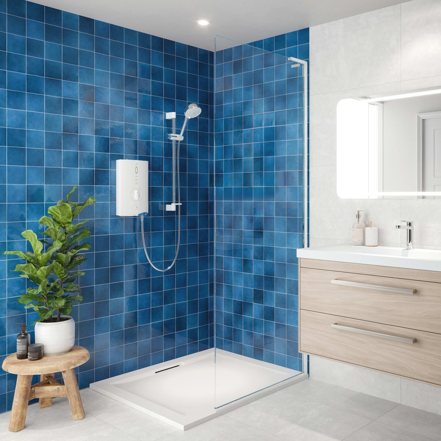 Ducha eléctrica Mira Sport Max 9,0 kW blanco/cromado