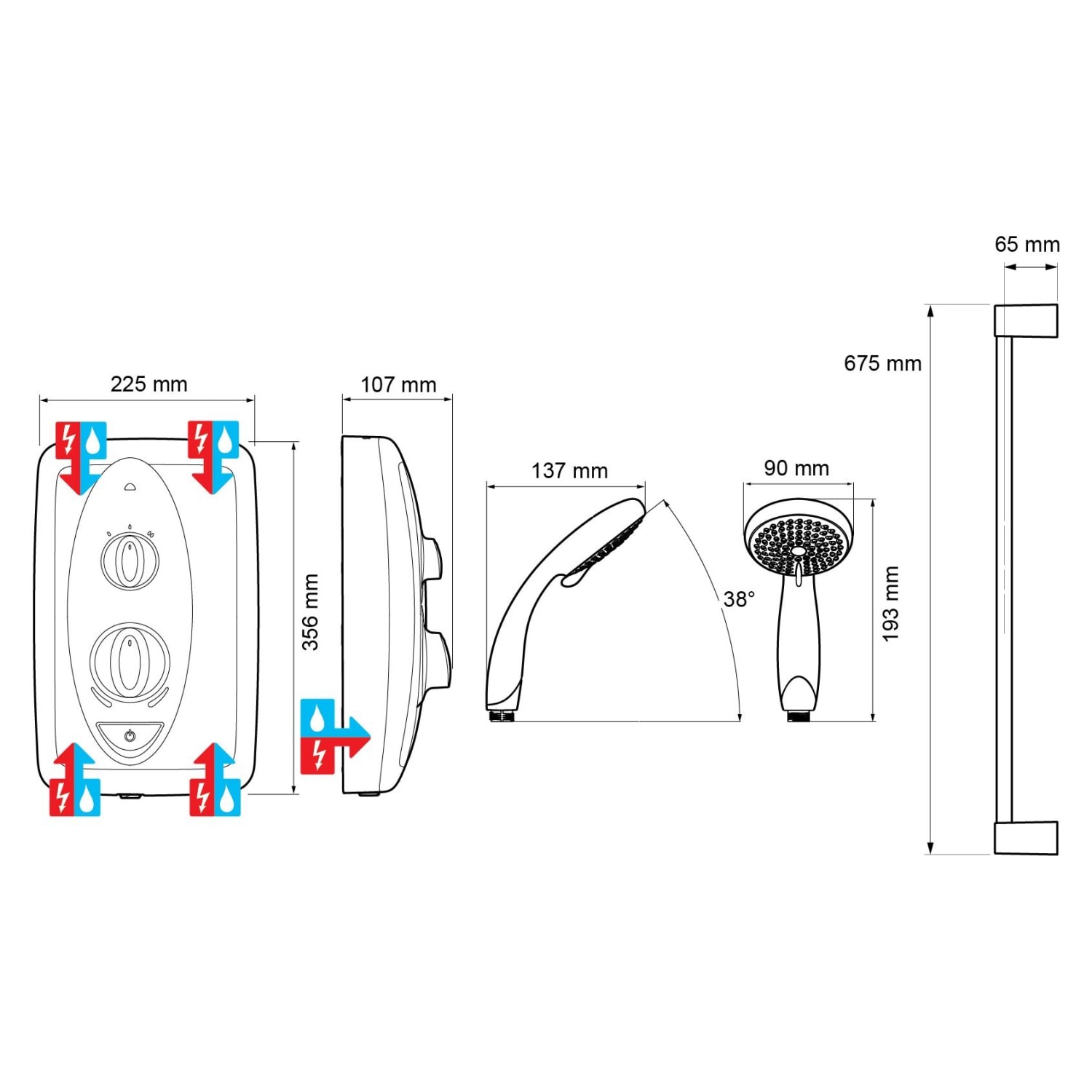Ducha eléctrica Mira Sprint Multi-Fit 8,5 kW blanco/cromado