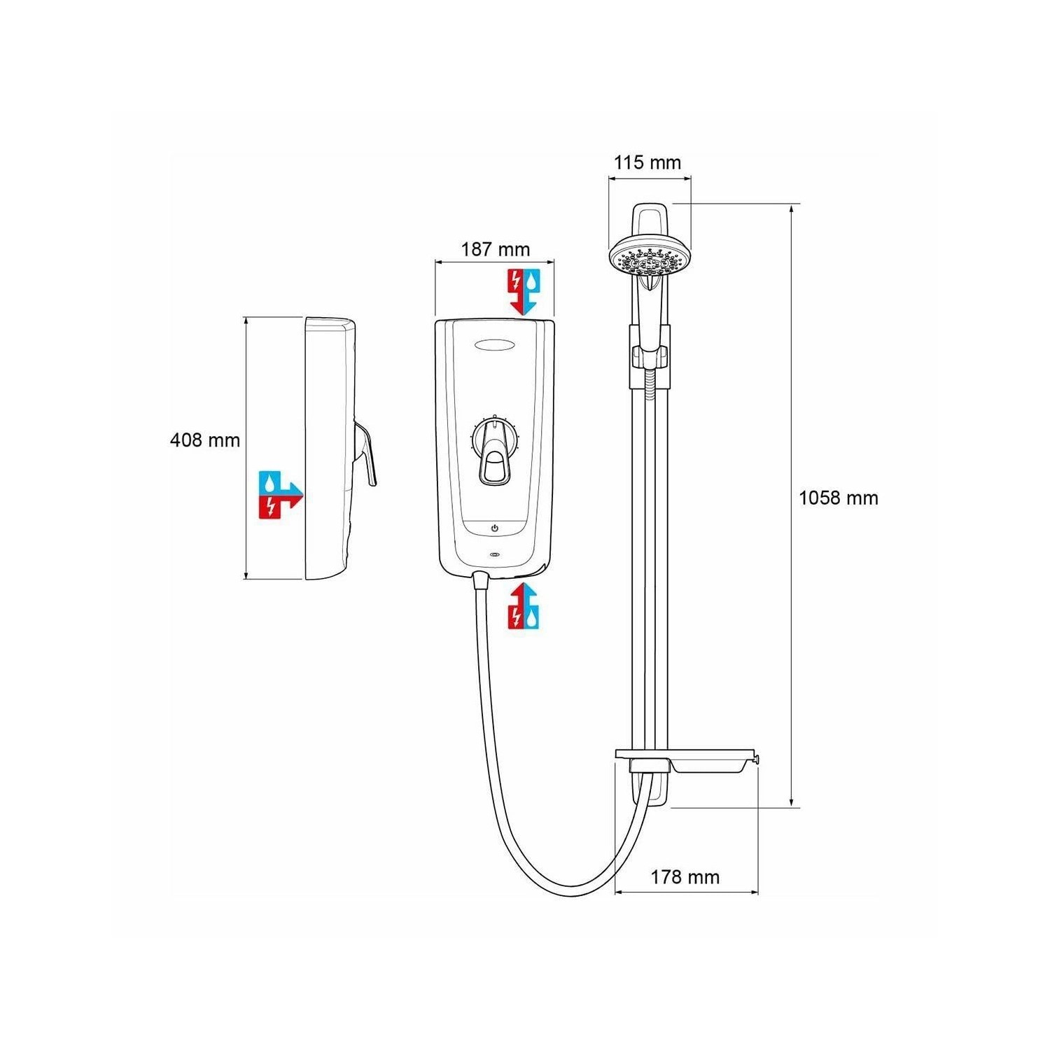 Ducha eléctrica termostática Mira Advance Flex 8,7 kW blanco/cromado
