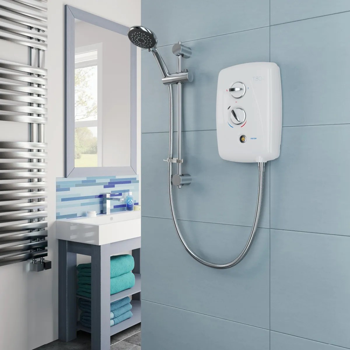 Ducha eléctrica Triton T80 Easi-Fit+ 8,5 kW blanco/cromado