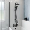 Grifo baño-ducha Avox Dakota con barra de ducha y duchas cuadradas negro mate