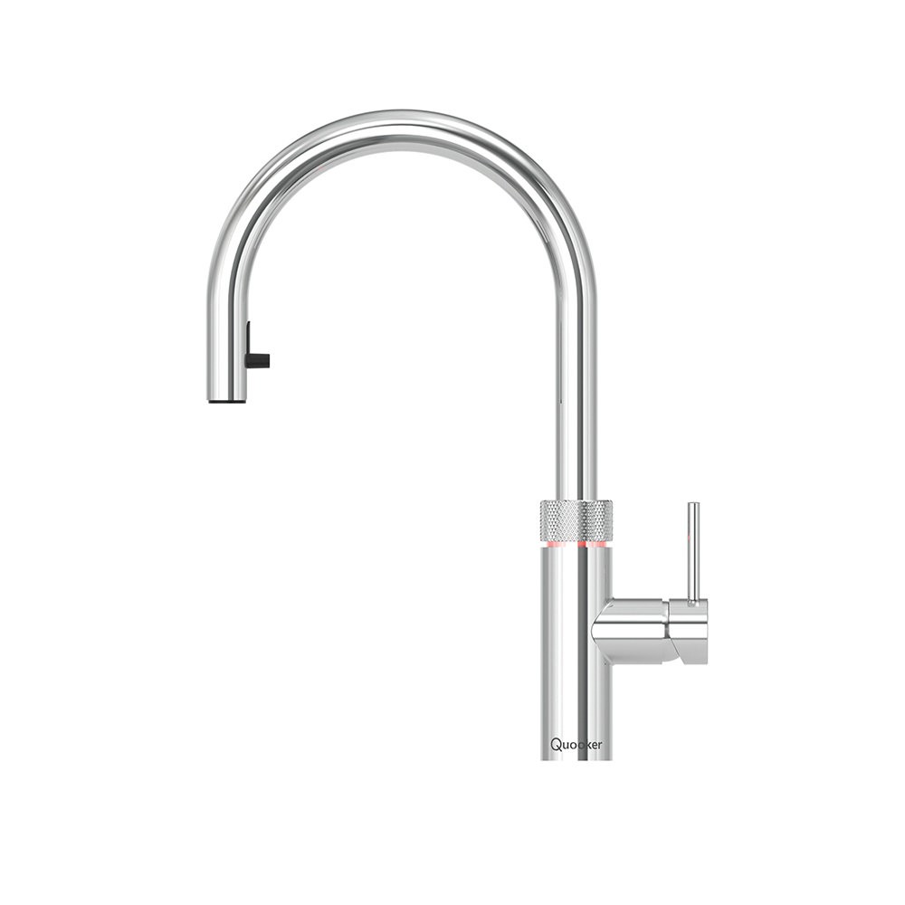 Grifo de agua hirviendo 3 en 1 Quooker Flex Round PRO3 caño extraíble depósito 3 L cromado
