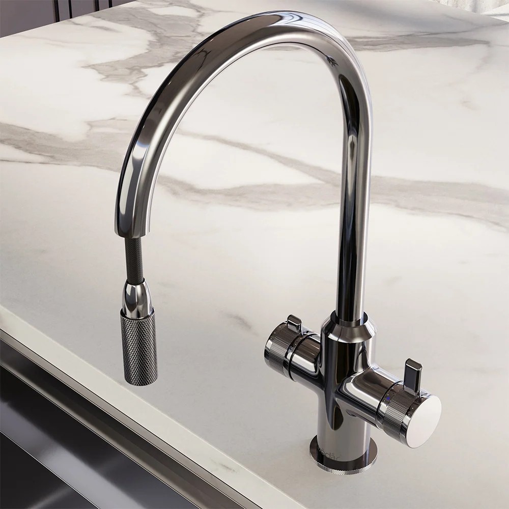 Grifo de agua hirviendo 4 en 1 Wodar Design+ Flex caño extraíble depósito 2,4 L