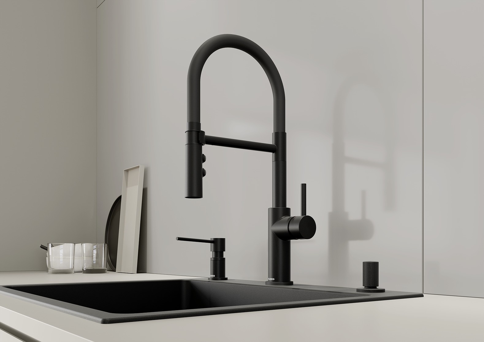 Grifo de cocina con filtro Blanco CATRIS-S Flexo Filter 3 vías caño flexible negro mate