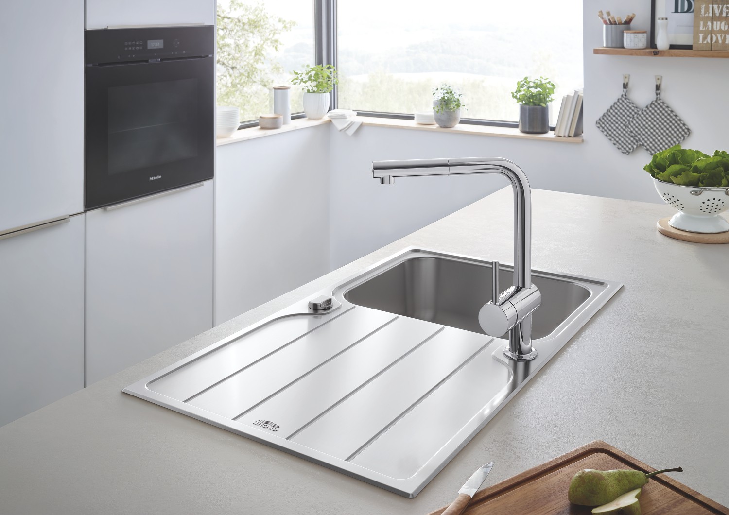 Grifo de cocina GROHE Minta caño extraíble en L giratorio 360° cromado