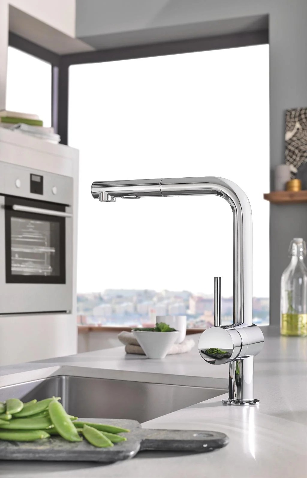 Grifo de cocina GROHE Minta caño extraíble en L giratorio 360° cromado