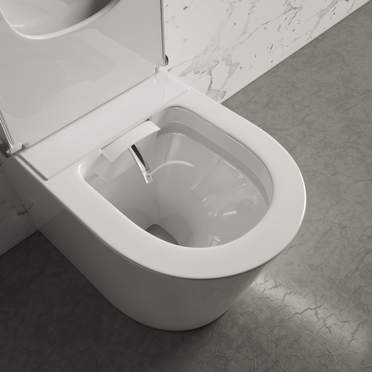 Inodoro bidé adosado a pared Purificare Rimless con mueble de vidrio Hako blanco