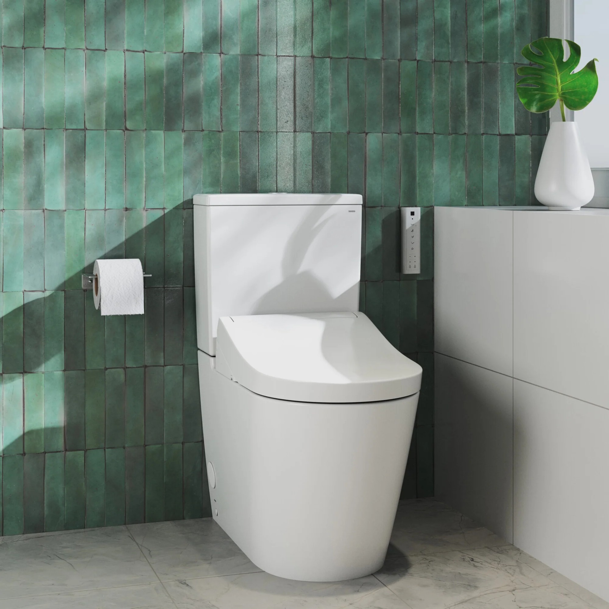 Inodoro bidé de tanque bajo TOTO WASHLET RG Rimless con asiento calefactado