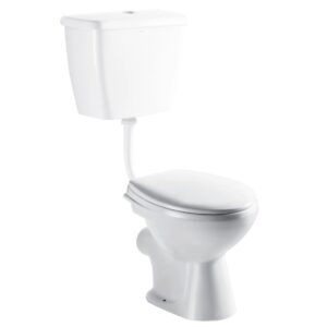 Inodoro de cisterna baja Delphi Trade pulsador 6/3 l con tubo de descarga