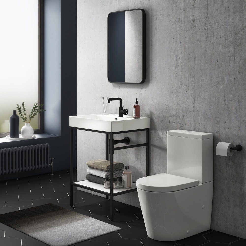 Inodoro de tanque bajo adosado a pared Arezzo Rimless 650 mm 6/4 l asiento amortiguado
