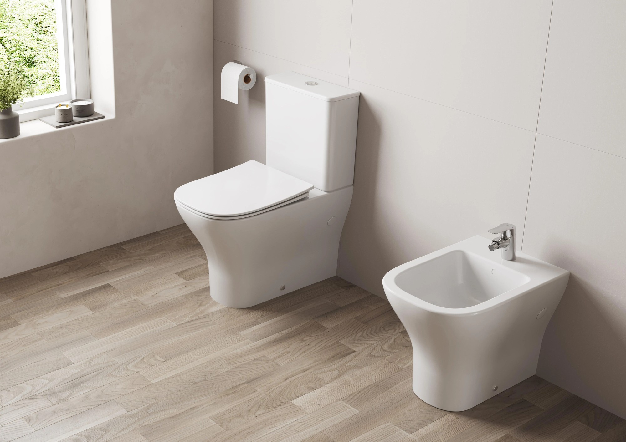 Inodoro de tanque bajo adosado a pared Roca Adagio Compact Rimless Vortex 630 mm 4,5/3 l