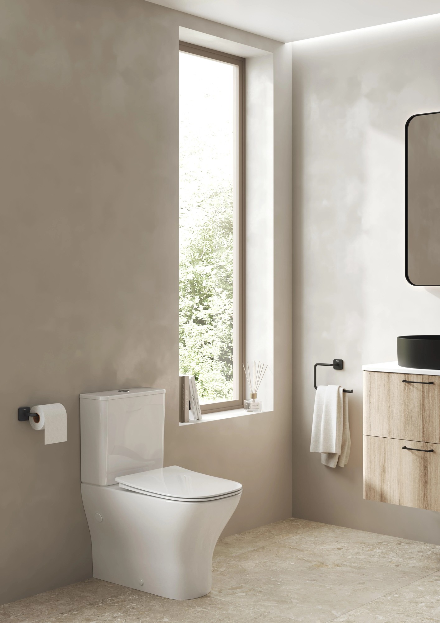 Inodoro de tanque bajo adosado a pared Roca Adagio Compact Rimless Vortex 630 mm 4,5/3 l
