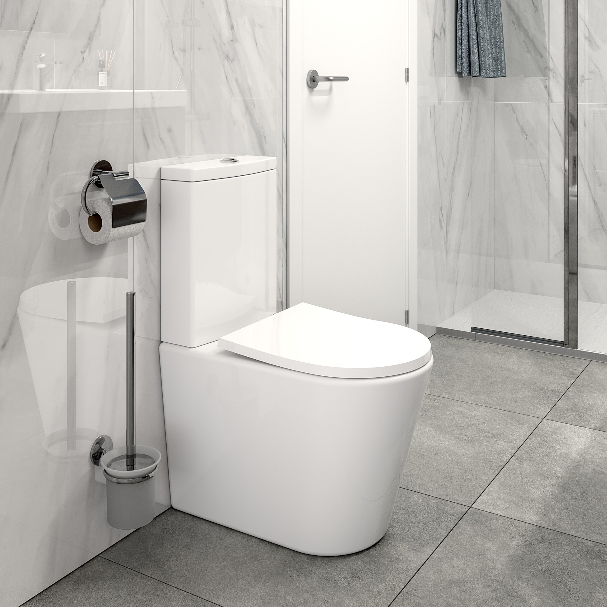Inodoro de tanque bajo adosado a pared Sensea Neo Rimless 596 mm 5/3 l asiento amortiguado