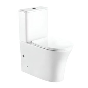Inodoro de tanque bajo Aquore Paris Rimless salida dual 4,5/3 L asiento amortiguado